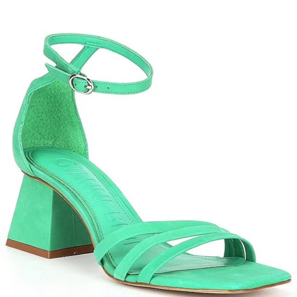 Gianni Bini Low Heel Sandal Ankle Strap Chunky Block Heeled Shoes Insole Green